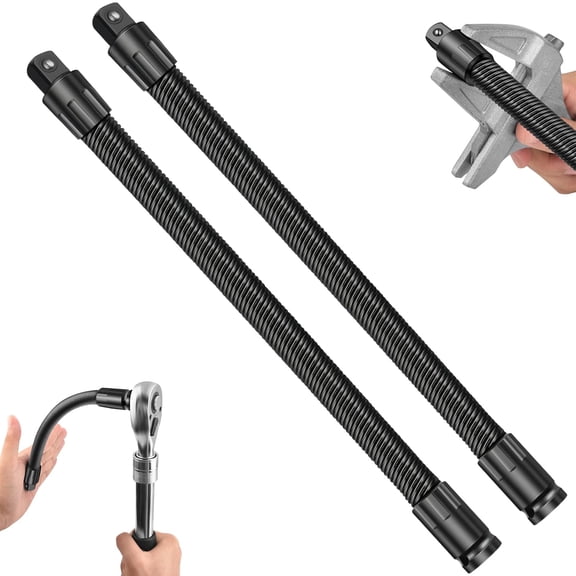 1/2 Flexible Shaft Extension Extender Torque Socket Ratchet Spanners Electric Wrench Connecting Rod, Portable Flexible Socket Extension for Automotive Repair & Tight Spaces(350mm*2)