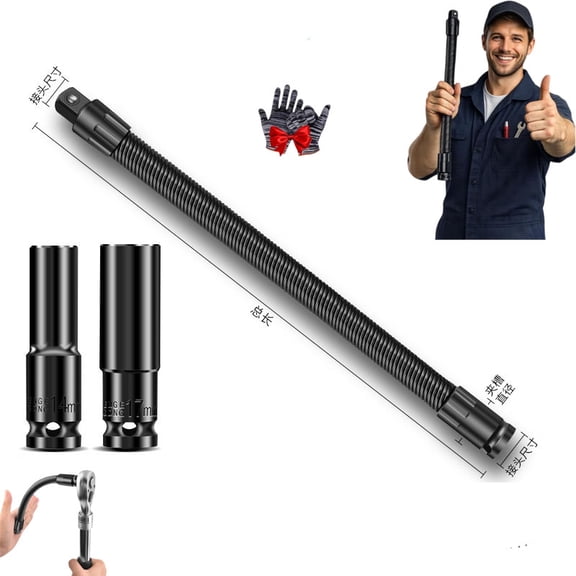 1/2 Flexible Shaft Extension Extender Torque Socket Ratchet Spanners Electric Wrench Connecting Rod, Portable Flexible Socket Extension for Automotive Repair & Tight Spaces