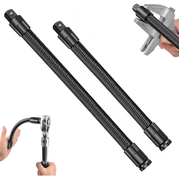 1/2 Flexible Shaft Extension Extender Torque Socket Ratchet Spanners Electric Wrench Connecting Rod, Portable Flexible Socket Extension for Automotive Repair & Tight Spaces (250MM+350MM)