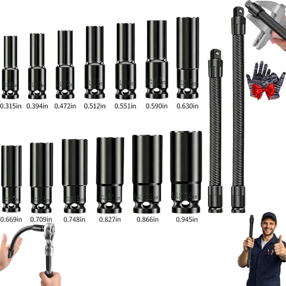 1/2 Flexible Shaft Extension Extender Torque Socket, Ratchet Spanners Electric Wrench Connecting Rod, flexible socket extension, for Tight Spaces Hand Drive Automotive Repair Tools