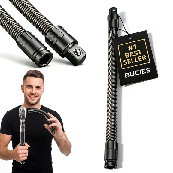 1/2 Flexible Shaft Extension Extender Torque Socket, Spring Steel Shaft Ratchet Extension & Wrench Extender, 360° Flex Reach Extensions Bar, Portable Hand Drive Tool for Tight Spaces