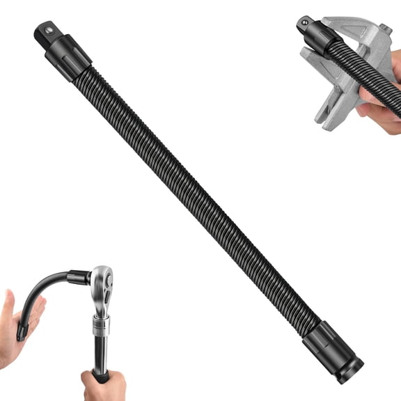 1/2 Flexible Shaft Extension Extender Torque Socket, Spring Steel Shaft Ratchet Extension & Wrench Extender, Hard-to-reach Fasteners, Portable Hand Drive Tool (350mm)