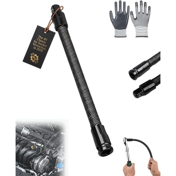 1/2 Flexible Shaft Extension Extender Torque Socket Universal Drive Set Electric Wrench Connecting Rod for Outlets Adapter Sleeve Portable Tool Ratchet Spanners Flex Reach Extensions Bar(35mm)