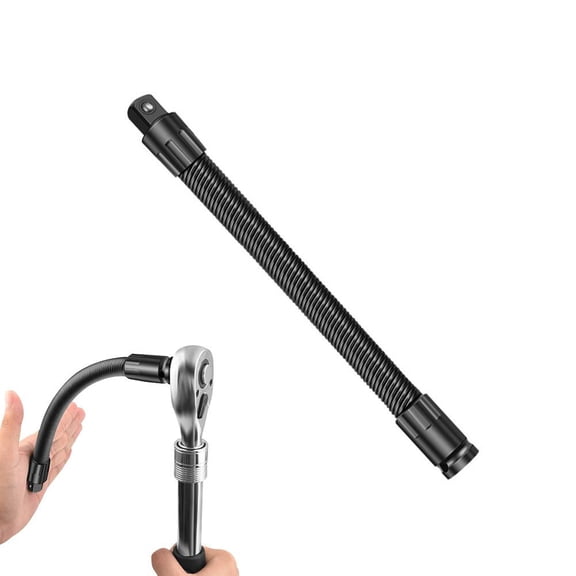 1/2 Flexible Shaft Extension Extender Torque Socket, Upgraded Ratchet Spanners Electric Wrench Connecting Rod Hand Drive Tools with Spring Steel Shaft, 360 Flex Long Reach Bendable Bar for Outlets