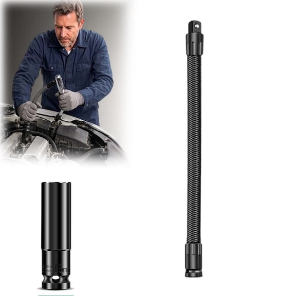 1/2 Flexible Shaft Extension – Torque Socket Ratchet Spanners & Electric Wrench Connecting Rod, 360° Flex Bar For Tight Spaces, Portable Hand Drive Tool For Outlets (350mm+16mmSleeve, 1PC)