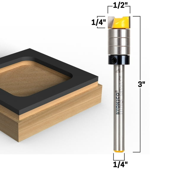 1/2" Flush Trim Template Router Bit Extra Long Reach - 1/4" Shank - Yonico 14178QL