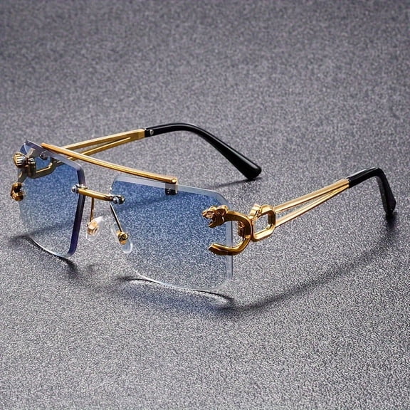 1/2 Against -Free Glasses, Reflective PC Lenses, Lightweight Mountains, FRAMELESS Design, With Scream Reinforcement, With Anti -F. OG Cloth, Suitable for PARTY, Decorates,Gradient blue