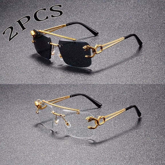 1/2 Against -Free Glasses, Reflective PC Lenses, Lightweight Mountains, FRAMELESS Design, With Scream Reinforcement, With Anti -F. OG Cloth, Suitable for PARTY, Decorates,Gray transparency