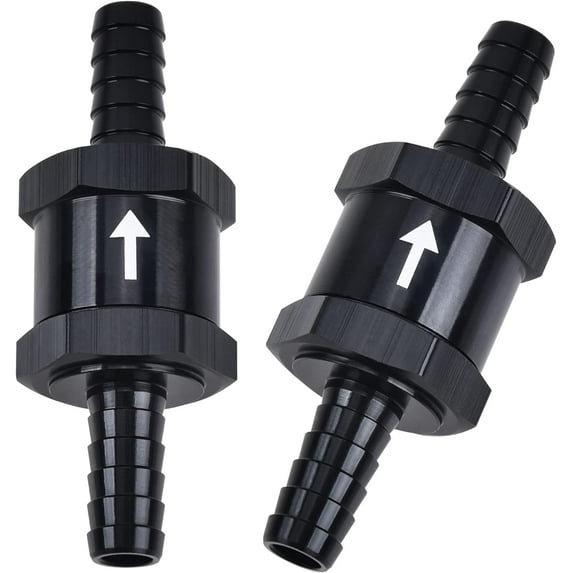 1/2" Fuel Check Valve One Way Inline Non Return Diesel Gasoline Black(12mm OD,2PCS)