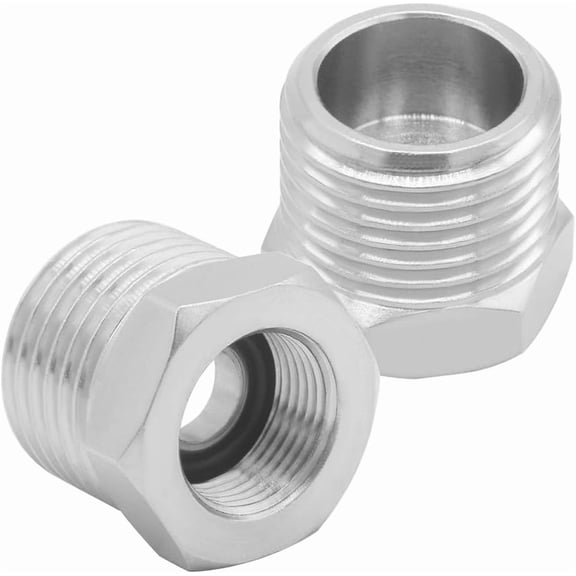 1/2 G Male to 3/8 Compression Female Thread Bushing Pipe Fitting, Nickel Plated Brass Reducer Faucet Connector Water Hose Adapter, Supply Line Adapter for RV Kitchen Bathroom Plumbing 2PCS