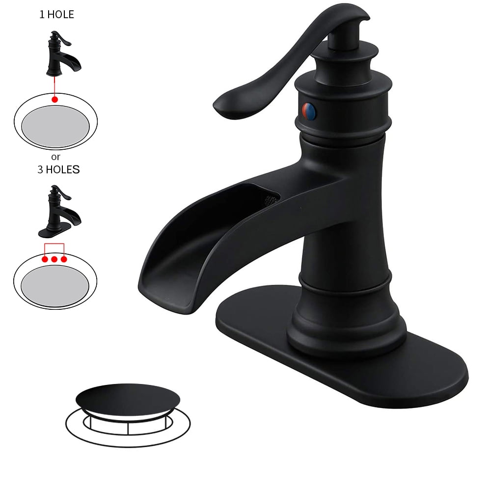 Matte Black Stainless Steel Low-Arc Bathroom Faucet with Lever Handle