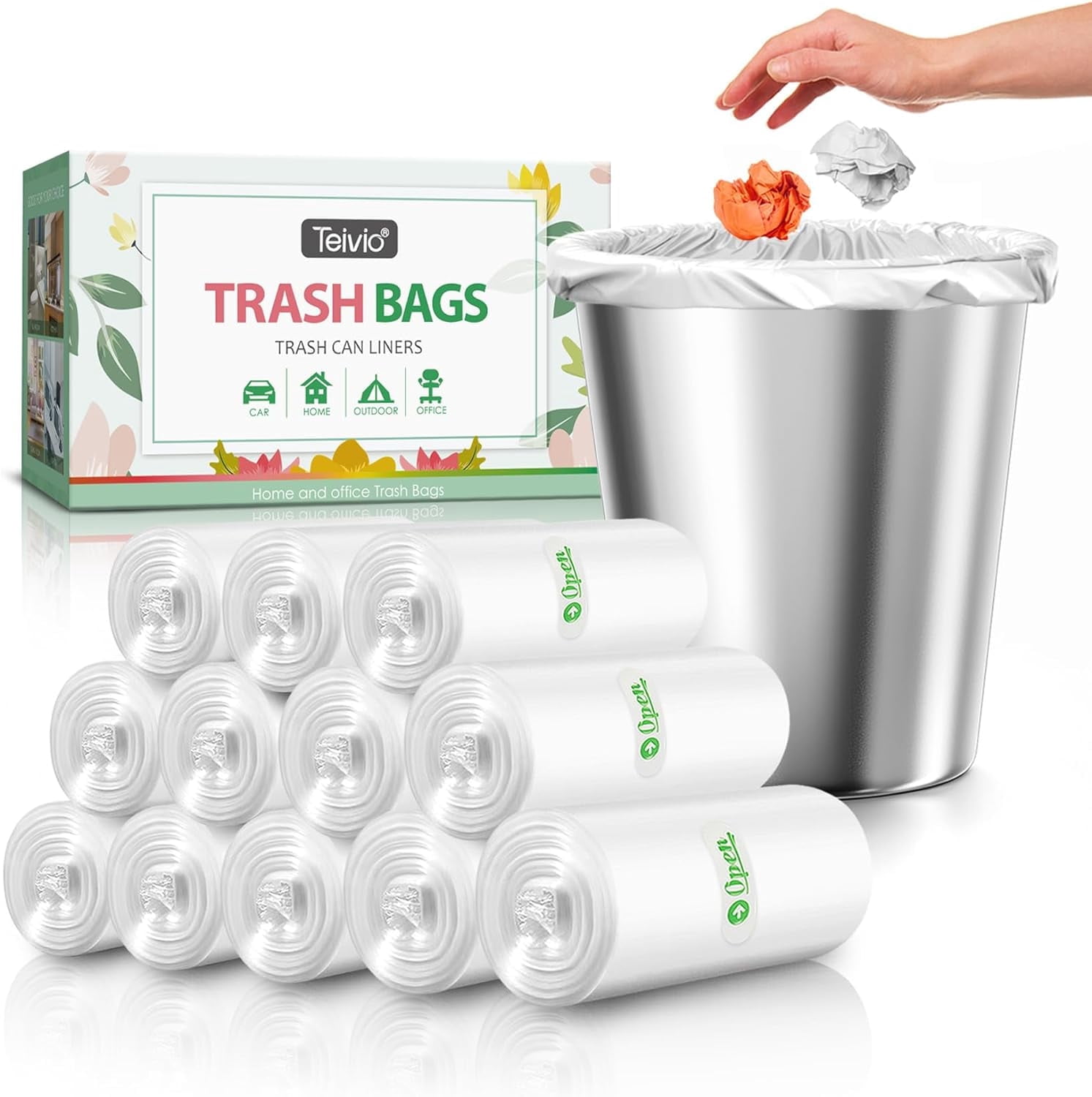 1.2 Gallon 120 Counts Strong Trash Bags Garbage Bags, Bathroom Trash ...