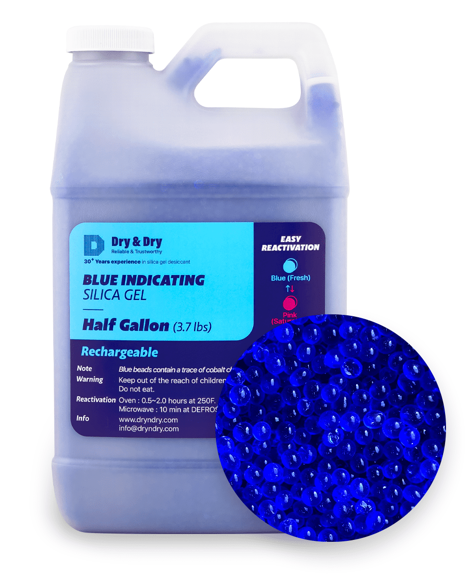 1/2 Gallon Dry & Dry Premium Blue Indicating Silica Gel Beads