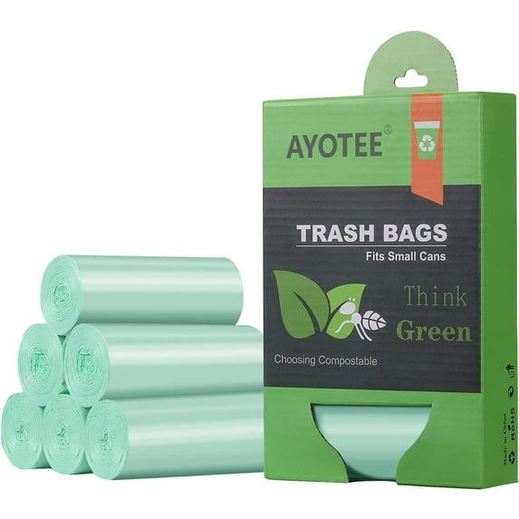 1.2 Gallon Small Trash Bags Garbage Bags, Mini Compostable Strong Bathroom Wastebasket Can Liners trash Bags for Home Office Kitchen fit 5 Liter 5L,1 Gal,Green