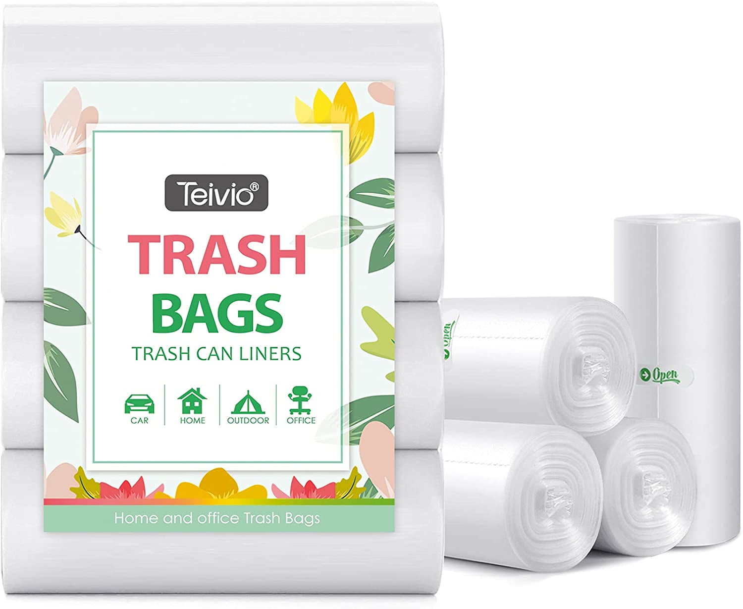 5 Gallon 120 Counts Strong Trash Bags Garbage Bags, Bathroom Trash Can Bin  Liners, Small Plastic Bags for Home Office Kitchen Kitchen, Clear