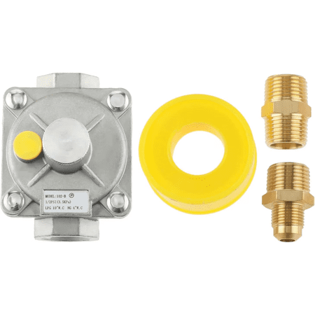 102-B Gas Pressure Regulator, 1/2 inch FPT Convertible Natural Gas & LPG Propane Regulator with 2 Pcs 1/2 inch NPT Brass Adapters