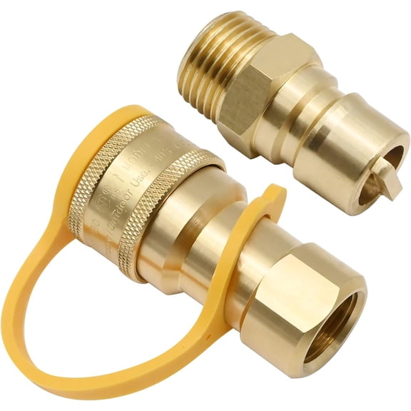 1/2" Gas Quick Connect Kit, LP Gas Quick Connect Disconnect Connector with Male Insert Plug, 1/2 Inch Natural Gas Propane Quick Connect Adapter, Solid Brass