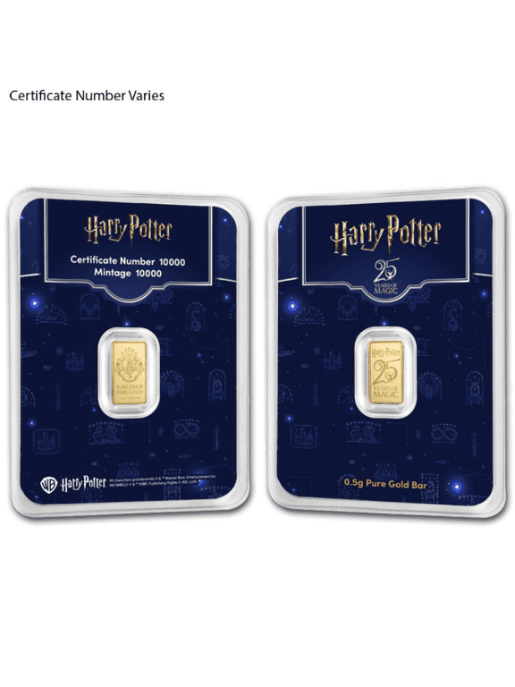 1/2 Gram Harry Potter 25th Anniversary Gold Bar .9999 Fine (in TEP)