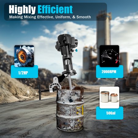 1/2 HP 50 Modern Gallon Pneumatic Mixer Rung Dope Tank 304 Stainless Blade Barrel Type Silver