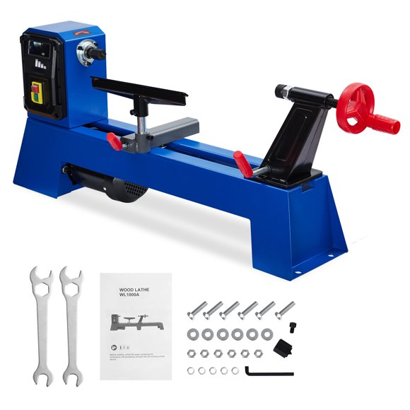 1/2 HP Benchtop Wood Lathe | Compact 16" x 35" Design, 4-Speed Control - Ideal for Home Woodworking Projects, Includes Chisels
