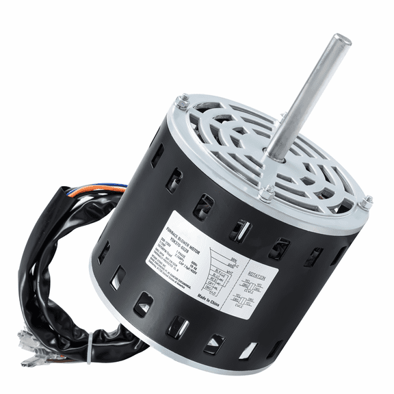 1/2 HP Furnace Blower Motor 208/230V 1075RPM - 5 Speed CW/CCW Motor, 3.4" Shaft, 7.5F Capacitor & 11" Hold Hoop for HVAC