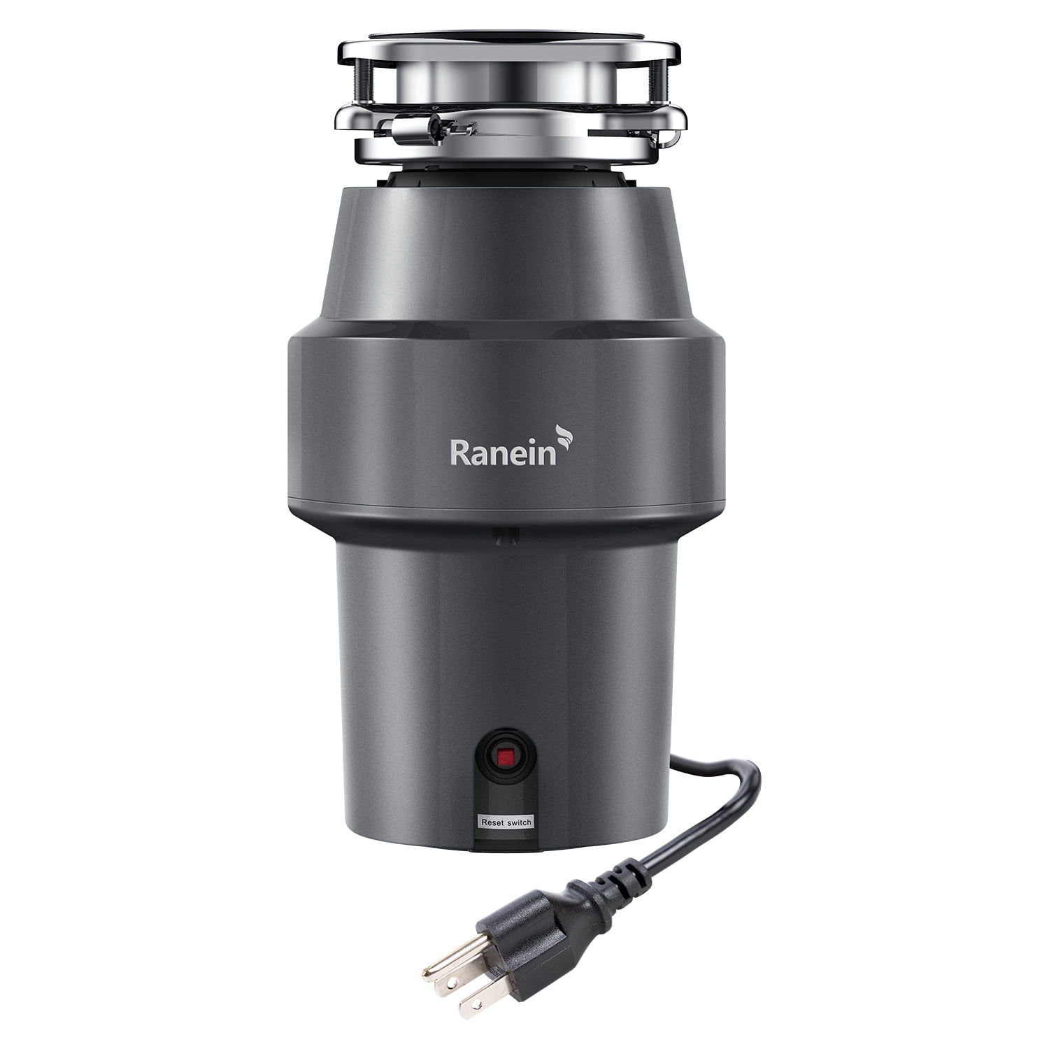 1/2 HP Garbage Disposal with Power Cord, Quiet Stainless Steel Grinding, Continuous Feed Kitchen Sink Food Waste Disposer, DeepCut Fine Grinding Anti-Clog System