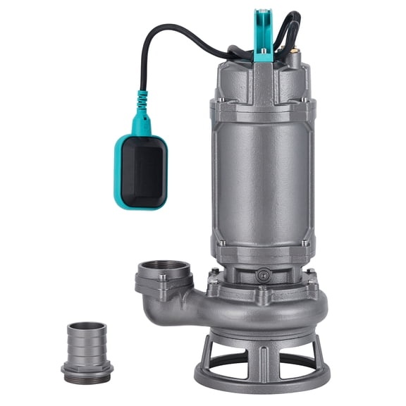 1-2 HP Submersible Sewage Pump – Heavy Duty Cast Iron, Vertical Float Switch, 4884 GPH Max Flow, 42.6 ft Max Head – 2" Outlet for Basement, Septic & Wastewater