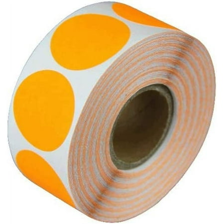 1/2" Half Inch Fluorescent Orange Circle Color Coded Dot Inventory Labels Stickers 300 Labels Per Roll - 1 Roll