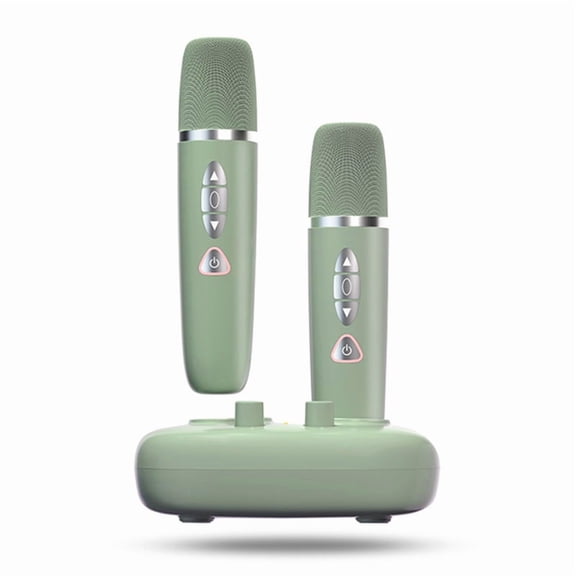 1 in 2 Home KTV Mixer Wireless Microphone Noise Reduction Bluetooth Sound Card Microphone Sets Home Karaoke Artifact,2 * Microphones 1 * Reverb,Light Green