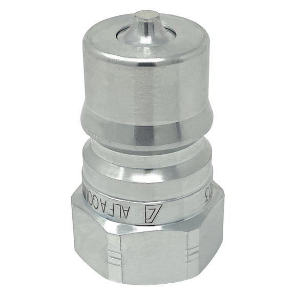 1/2" Hydraulic Quick Release Coupling, Series B, 1/2" Male Plug x 1/2" Female Threads, Galvanized Steel