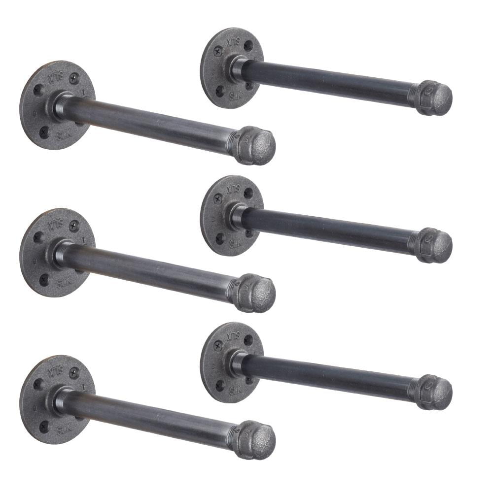 PIPE DECOR 1/2 in x 12 in, Cast iron Heavy-Duty Shelf Bracket Kit 6 Pack