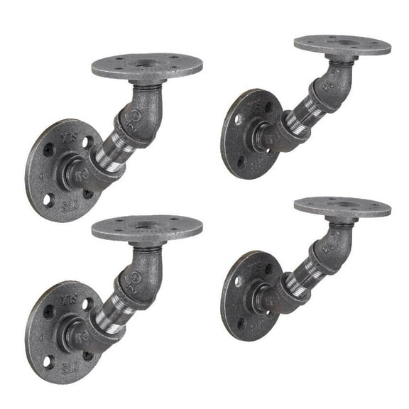 1/2 In X 2 In Double Flange Angled Bracket Kit, 4 Pack