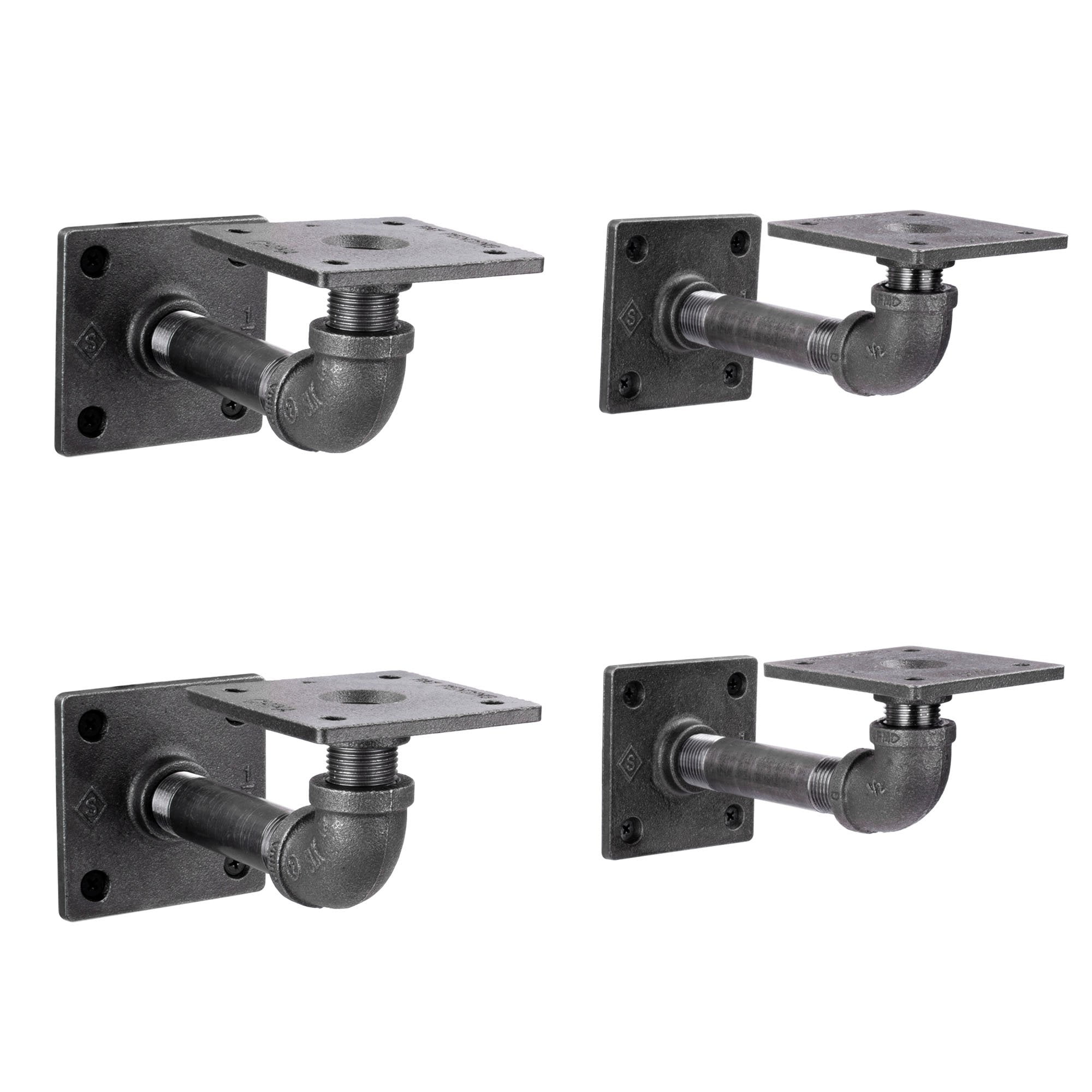 1/2 In X 4 In Square Double Flange Shelf Bracket Kit, 4 Pack