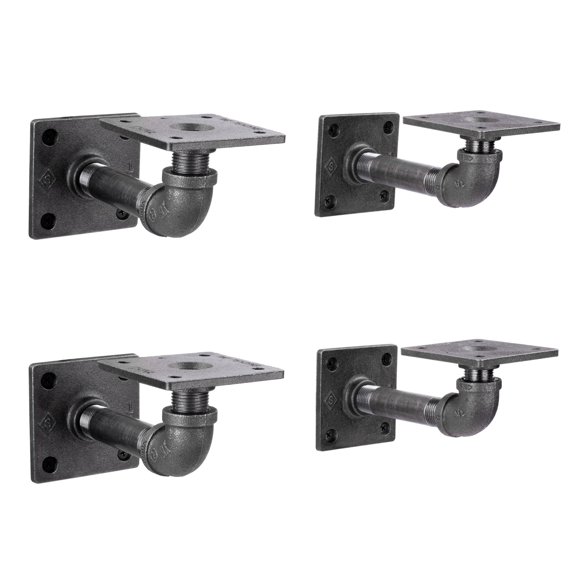 1/2 In X 4 In Square Double Flange Shelf Bracket Kit, 4 Pack