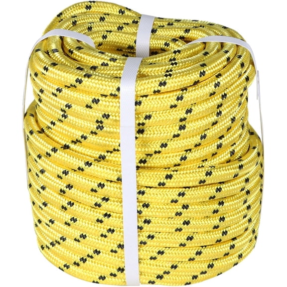 1/2 Inch by 100 Double Braid Polyester Arborist Rigging Rope, Tree Rigging Line Utility Rope Nylon Pulling Rope Your Farm, Boat, Ranch, Construction Site(Yellow)