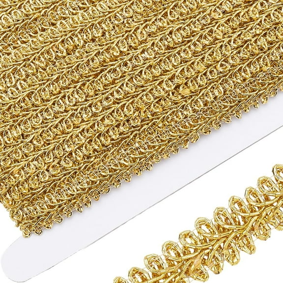 1/2 Inch 15 Yards Metallic Gimp Braid Trim Polyester Weave Fabric Trims Centipede Edge Ribbon Applique Woven Edging Trimmings for DIY