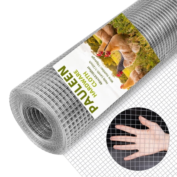 1/2 Inch 19 Gauge Hardware Cloth, 48" x100' Double-Layer Hot-Dip Galvanized After Welding, Heavy-Duty Chicken Wire,Rabbit/Garden Fence Mesh Roll - Durable Welded Poultry Netting, Tree Guard