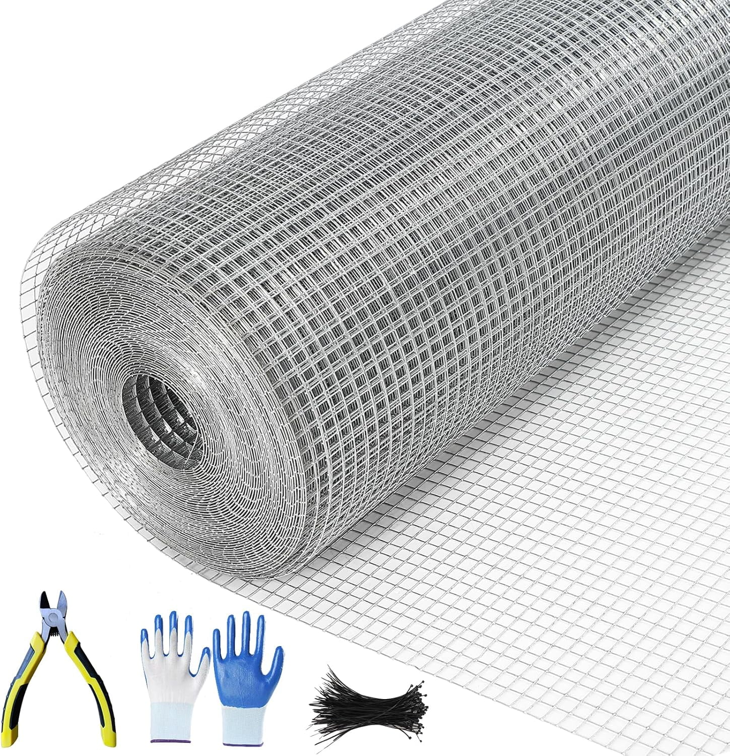 1/2 Inch 19 Gauge Hardware Cloth 48x100 Ft–Silver Vinyl Coated Galvanized Mesh | Silver Chicken Wire, Poultry Netting, Garden Fencing, Rat Wire & Tree Protection