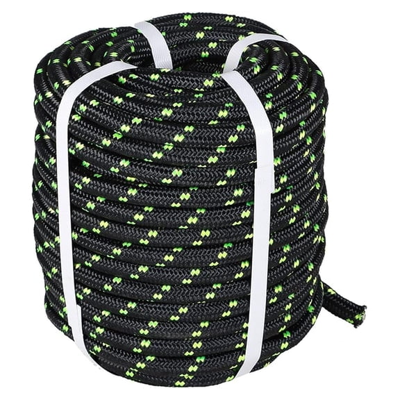 1/2 Inch by 200 Feet Double Braid Polyester Arborist Rigging Rope, High Strength Rope Sling Multipurpose Bull Rope for Utility, Rigging, Hoisting(Black)
