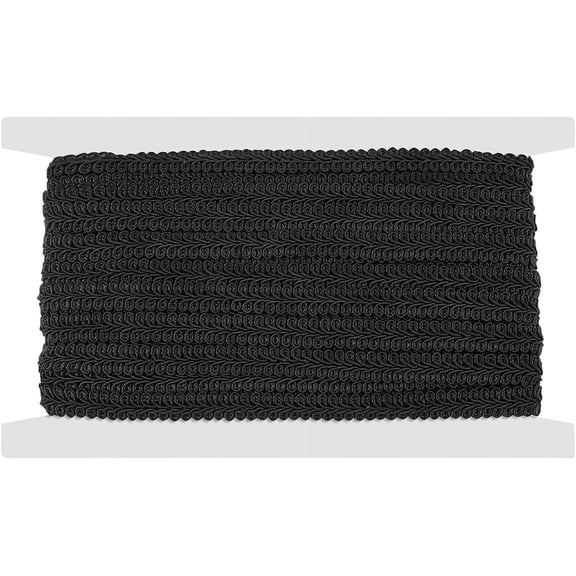 1/2 Inch 20Yds Gimp Braid Trim Black Polyester Weave Fabric Woven Trims Cord Scalloped Edge Rick Rack Ribbon Upholstery Decorative Braid Trim for Sewing DIY Crafts Costume Gifts 1card