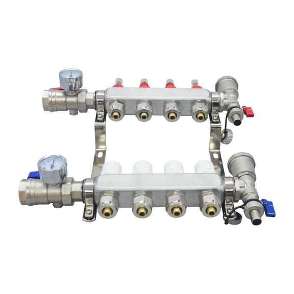 1/2 Inch 4-Branch PEX Radiant Floor Heating Manifold Set Geothermal Water Separator