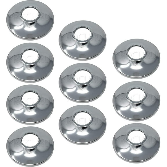 1/2 Inch (5/8 Inch Outer Diameter) 1711 Cover Plate Wall Pipe Fitting, Chrome Steel Strip, New Work Installation, Suitable for 1/2 Inch Copper Pipe and 1/2 Inch Pipe (10-Pack)