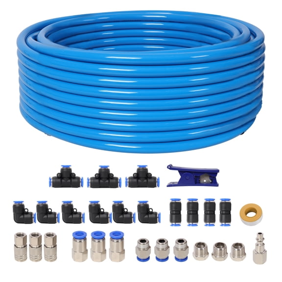 1/2 Inch Air Compressor Hose Kit - 60ft PU Air Tubing, Quick Connect Couplers & Plugs