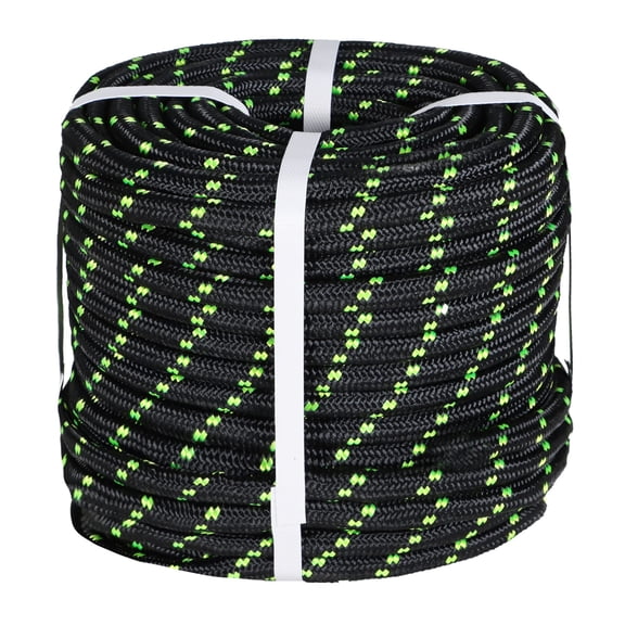 1/2 Inch Black 200 FT Polyester Rope, Double Braid Pulling Rope for Swing Tree Work