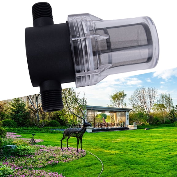 1/2 Inch Black Plastic Water Filter for Garden Irrigation System with 180 Micron Mesh, Reusable Dirt and Moss Filter for Hose and Sprinkler Protection