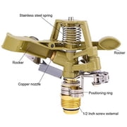 1/2 Inch Brass Impact Sprinkler Head, Heavy Duty Sprinkler Head with Nozzles Adjustable 45-360 Degrees Impulse Sprinkler Head Lawn Watering Sprinkler for Yard Lawn Grass Irrigation