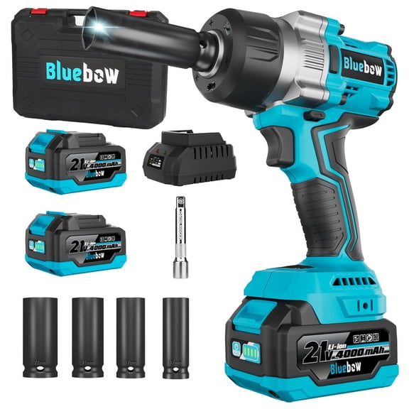 1/2 Inch Brushless Cordless Impact Wrench 1200N m 900Ft lbs 2x4 0Ah Batteries 3 Speed LED Light Car Tire Repair Tool