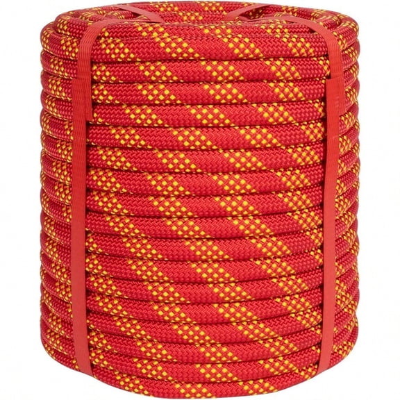 1/2 Inch Climbing Rope 150 Ft Red 48 Strands Tree Climbing1/2in Arborist Rope Rappelling Rope Static Nylon Polyester Braided Rope Bull Rope For Tree Pulling Nautical Rigging Rope Swing