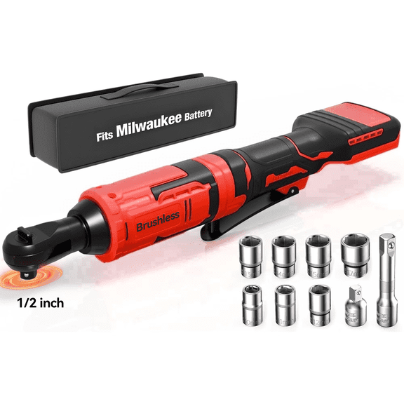 18V Cordless 1/2 inch Electric Ratchet, for Milwaukee M18 Batteries, 88 ft-lbs Torque, Bare Tool Only