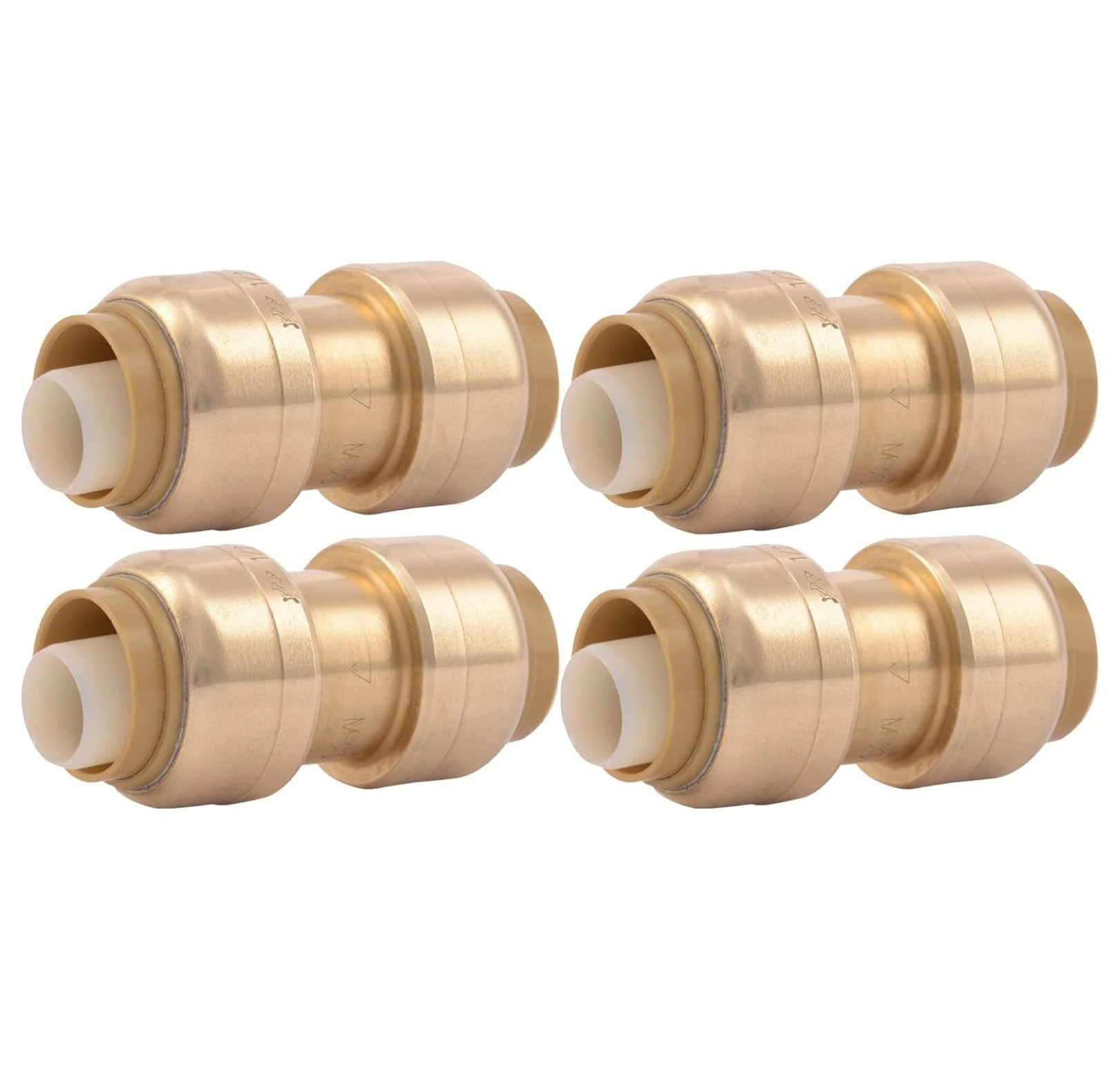 1/2 Inch Coupling, Pack of 4, Push to Connect Brass Plumbing Fitting
